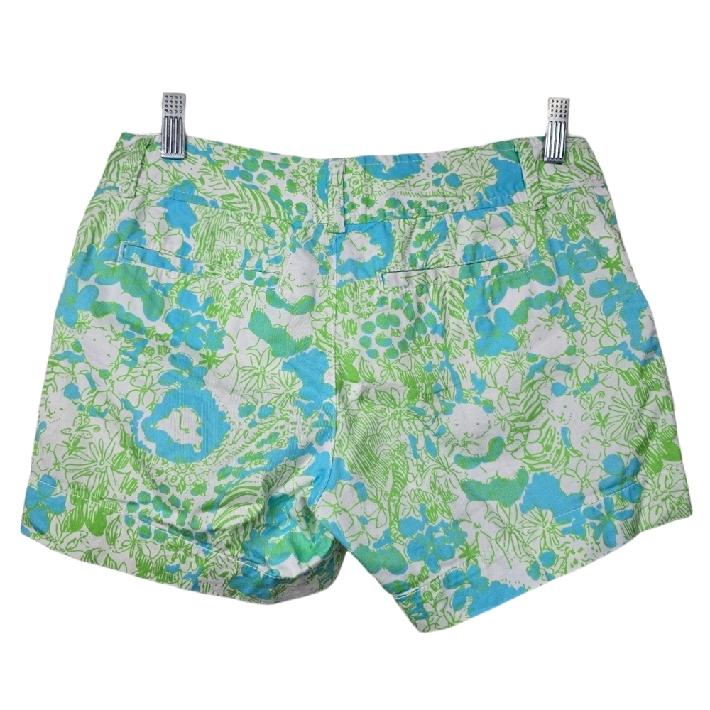 Lilly Pulitzer The Callahan Blue Green Floral Animal Print It's A Zoo Shorts 0 - Picture 3 of 6